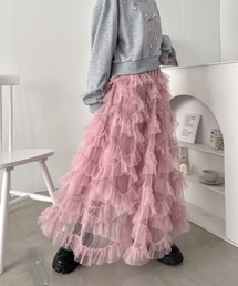 スカラップフリルチュールスカート