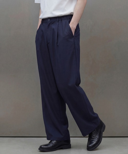 SETUP7(セットアップセブン)の「【SETUP7】Everyday Twill Wide Tuck Pants / エブリデイツイルワイドタックパンツ(チノパンツ・メンズ・ブラック/ブラウン/ネイビー・L/M)」の3枚目の写真