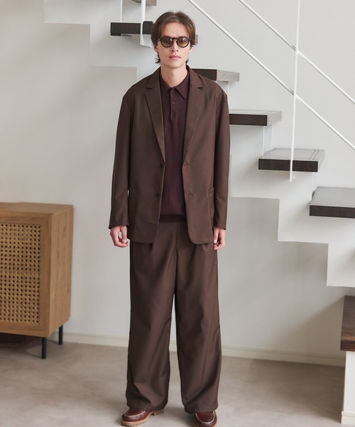 SETUP7(セットアップセブン)の「【SETUP7】Everyday Twill Wide Tuck Pants / エブリデイツイルワイドタックパンツ(チノパンツ・メンズ・ブラック/ブラウン/ネイビー・L/M)」の6枚目の写真