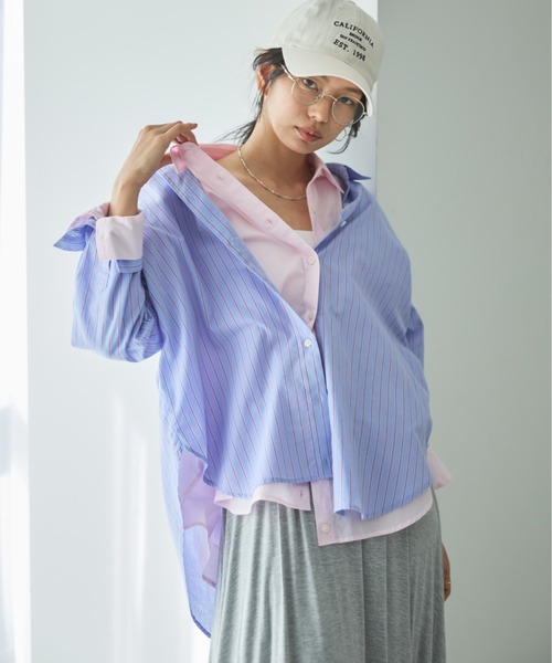 セール】【26SS 先行予約】シアー2WAYシャツ（ストライプ