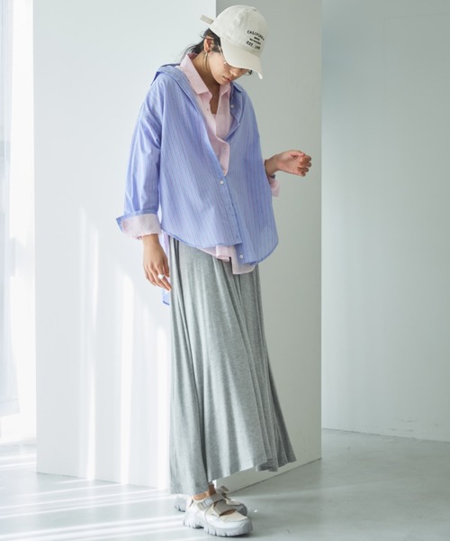 Doux archives（ドゥアルシーヴ）の「シアー２ＷＡＹシャツ（ストライプ／チェック）（シャツ/ブラウス・レディース・サックスブルー/ベージュ/ネイビー/ピンク・FREE）」の10枚目の写真