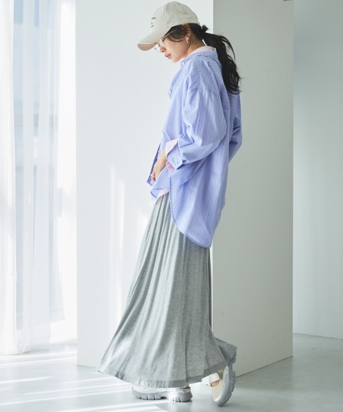 Doux archives（ドゥアルシーヴ）の「シアー２ＷＡＹシャツ（ストライプ／チェック）（シャツ/ブラウス・レディース・サックスブルー/ベージュ/ネイビー/ピンク・FREE）」の11枚目の写真