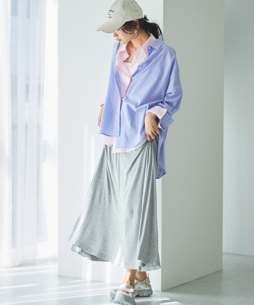 Doux archives（ドゥアルシーヴ）の「シアー２ＷＡＹシャツ（ストライプ／チェック）（シャツ/ブラウス・レディース・サックスブルー/ベージュ/ネイビー/ピンク・FREE）」の14枚目の写真