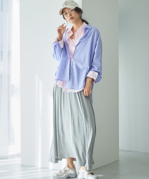 Doux archives（ドゥアルシーヴ）の「シアー２ＷＡＹシャツ（ストライプ／チェック）（シャツ/ブラウス・レディース・サックスブルー/ベージュ/ネイビー/ピンク・FREE）」の15枚目の写真