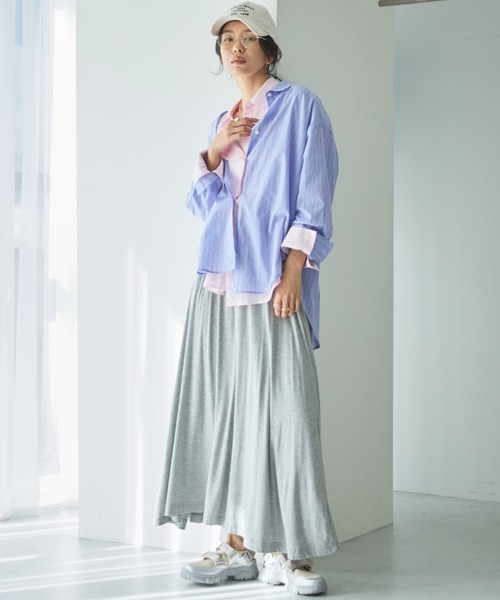 Doux archives（ドゥアルシーヴ）の「シアー２ＷＡＹシャツ（ストライプ／チェック）（シャツ/ブラウス・レディース・サックスブルー/ベージュ/ネイビー/ピンク・FREE）」の16枚目の写真