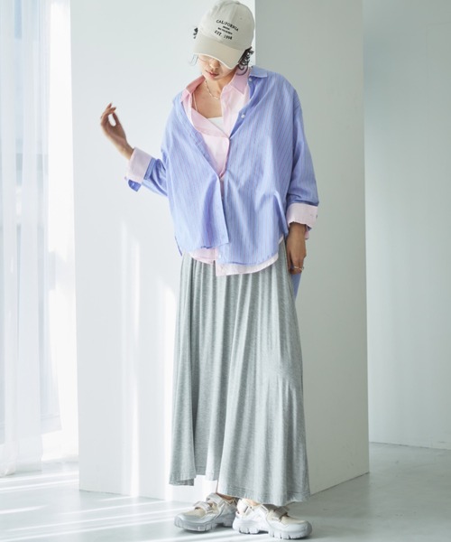 Doux archives（ドゥアルシーヴ）の「シアー２ＷＡＹシャツ（ストライプ／チェック）（シャツ/ブラウス・レディース・サックスブルー/ベージュ/ネイビー/ピンク・FREE）」の17枚目の写真