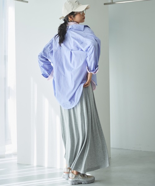 Doux archives（ドゥアルシーヴ）の「シアー２ＷＡＹシャツ（ストライプ／チェック）（シャツ/ブラウス・レディース・サックスブルー/ベージュ/ネイビー/ピンク・FREE）」の18枚目の写真