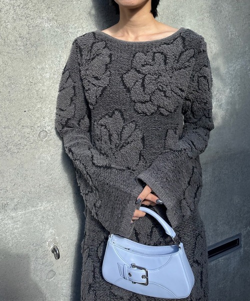 Ameri（アメリ）の「LOOP BLOOM GLOW JACQUARD KNIT DRESS（ドレス・レディース・ベージュ/グレー・SMALL/MEDIUM）」の8枚目の写真