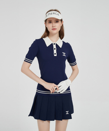 E.PARCA（イパルカ）の「ブルー フォンセ ニットショートスリーブトップ（ニット/セーター）」