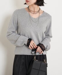 Jena espace merveilleux | 【春まで着れる】ラメプレーティングVニット(ニット/セーター)