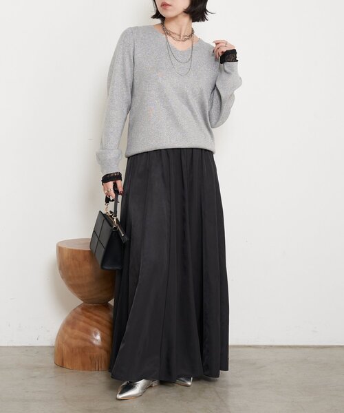 Jena espace merveilleux（ジェナ　エスパスメルヴェイユ）の「【春まで着れる】ラメプレーティングVニット（ニット/セーター・レディース・ライトグレー/ベージュ/ブルー系その他・FREE）」の5枚目の写真