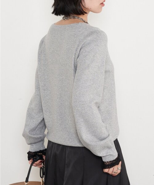 Jena espace merveilleux（ジェナ　エスパスメルヴェイユ）の「【春まで着れる】ラメプレーティングVニット（ニット/セーター・レディース・ライトグレー/ベージュ/ブルー系その他・FREE）」の12枚目の写真