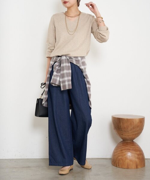 Jena espace merveilleux（ジェナ　エスパスメルヴェイユ）の「【春まで着れる】ラメプレーティングVニット（ニット/セーター・レディース・ライトグレー/ベージュ/ブルー系その他・FREE）」の20枚目の写真