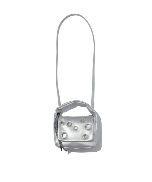 F/CE. (エフシーイー)の「F/CE. TECH LEATHER EYELET MINI POACH / エフシーイー テックレザー アイレット ミニポーチ(ハンドバッグ・レディース・ベージュ/ブラック/シルバー・FREE)」の9枚目の写真