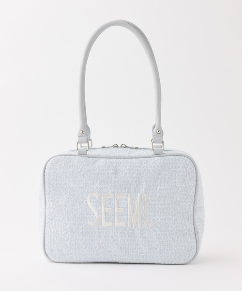 Seemi. byNICECLAUP（ シーミーバイナイスクラップ）の「【Seemi.】ツイードスクエアボストンバッグ（ボストンバッグ・レディース・ネイビー/アイボリー/サックスブルー・FREE）」の3枚目の写真