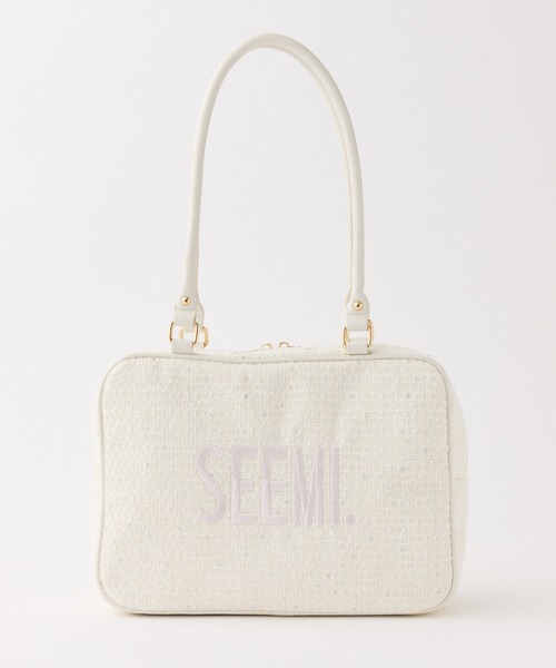 Seemi. byNICECLAUP（ シーミーバイナイスクラップ）の「【Seemi.】ツイードスクエアボストンバッグ（ボストンバッグ・レディース・ネイビー/アイボリー/サックスブルー・FREE）」の2枚目の写真