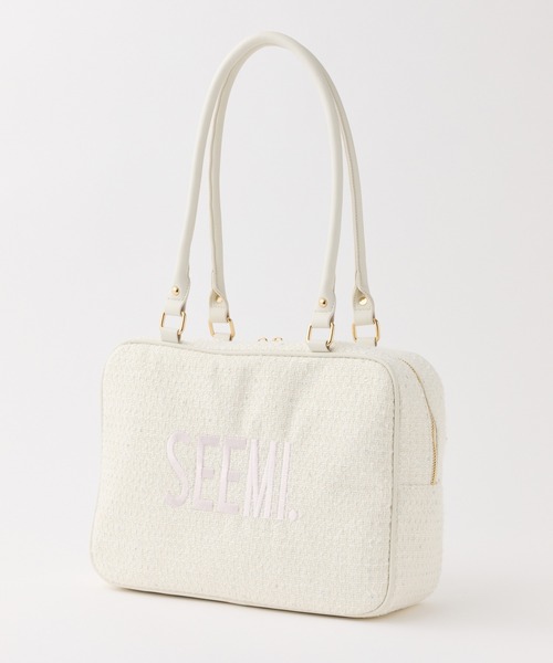 Seemi. byNICECLAUP（ シーミーバイナイスクラップ）の「【Seemi.】ツイードスクエアボストンバッグ（ボストンバッグ・レディース・ネイビー/アイボリー/サックスブルー・FREE）」の5枚目の写真