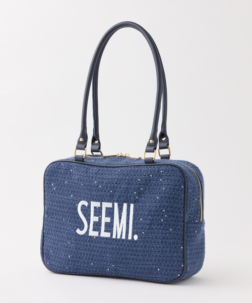 Seemi. byNICECLAUP（ シーミーバイナイスクラップ）の「【Seemi.】ツイードスクエアボストンバッグ（ボストンバッグ・レディース・ネイビー/アイボリー/サックスブルー・FREE）」の6枚目の写真