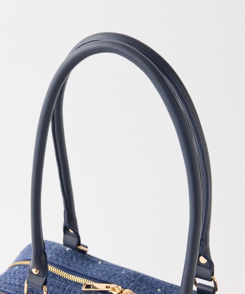 Seemi. byNICECLAUP（ シーミーバイナイスクラップ）の「【Seemi.】ツイードスクエアボストンバッグ（ボストンバッグ・レディース・ネイビー/アイボリー/サックスブルー・FREE）」の8枚目の写真