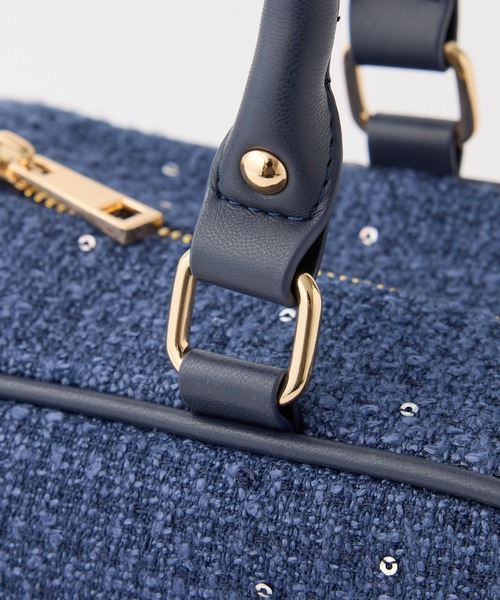 Seemi. byNICECLAUP（ シーミーバイナイスクラップ）の「【Seemi.】ツイードスクエアボストンバッグ（ボストンバッグ・レディース・ネイビー/アイボリー/サックスブルー・FREE）」の11枚目の写真