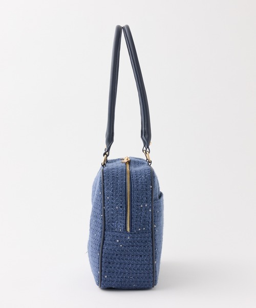 Seemi. byNICECLAUP（ シーミーバイナイスクラップ）の「【Seemi.】ツイードスクエアボストンバッグ（ボストンバッグ・レディース・ネイビー/アイボリー/サックスブルー・FREE）」の12枚目の写真