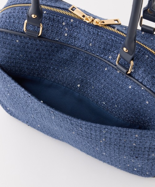 Seemi. byNICECLAUP（ シーミーバイナイスクラップ）の「【Seemi.】ツイードスクエアボストンバッグ（ボストンバッグ・レディース・ネイビー/アイボリー/サックスブルー・FREE）」の14枚目の写真