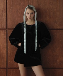 MERAKI（メラキ）の「ベルベットキルティングジャケット（ノーカラージャケット）」