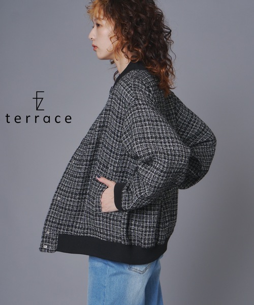 terrace(テラス)の「ツイードスタジャンブルゾン(スタジャン・レディース・ホワイト系/ブラック系・FREE)」の2枚目の写真