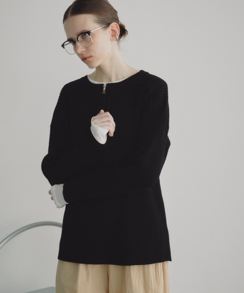 Auntie Rosa Holiday(アンティローザホリデー)の「ハーフジップリブニット(ニット/セーター・レディース・グレー/アイボリー/ブラック/ベージュ・FREE)」の15枚目の写真