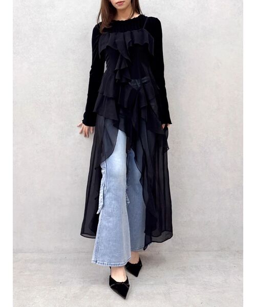 dazzlin(ダズリン)の「バックリボンフルイドパンツ(デニムパンツ・レディース・ブルー/インディゴブルー・SMALL/MEDIUM)」の13枚目の写真