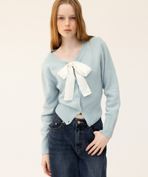 COMBSTUDIO（コムスタジオ）の「CO LAMBSWOOL RIBBON TIE KNIT CARDIGAN_SKY BLUE（カーディガン/ボレロ）」