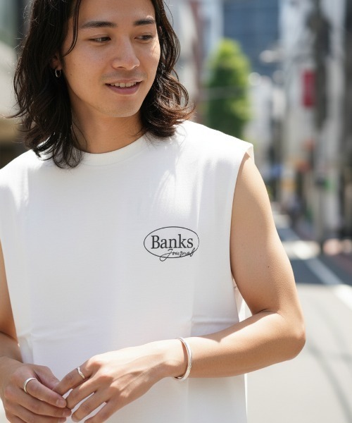 BANKS(バンクス)の「TANK/BANKS JOURNAL/バンクスジャーナル タンクトップ バックプリント ロゴタンク サーフ ストリート ビーチ アウトドア(タンクトップ・メンズ・ブラック/オリーブ/オフホワイト・X-LARGE/MEDIUM/LARGE)」の5枚目の写真