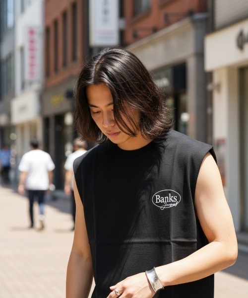 BANKS(バンクス)の「TANK/BANKS JOURNAL/バンクスジャーナル タンクトップ バックプリント ロゴタンク サーフ ストリート ビーチ アウトドア(タンクトップ・メンズ・ブラック/オリーブ/オフホワイト・X-LARGE/MEDIUM/LARGE)」の6枚目の写真