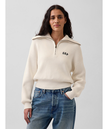 GAP | リラックスフィット GAPロゴ ハーフジップ プルオーバー クロップドセーター(ニット/セーター)