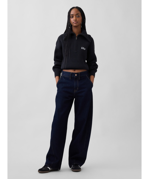 GAP（ギャップ）の「リラックスフィット GAPロゴ ハーフジップ プルオーバー クロップドセーター（ニット/セーター・レディース・ピンク/オフホワイト/グリーン/ブラック・S/M/XS/L/XL/XXS）」の16枚目の写真