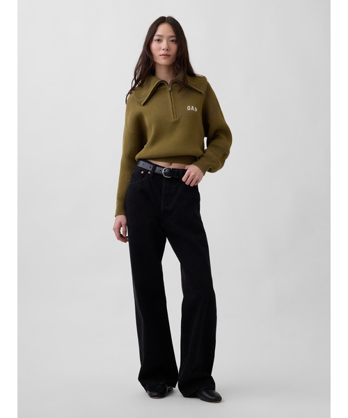 GAP（ギャップ）の「リラックスフィット GAPロゴ ハーフジップ プルオーバー クロップドセーター（ニット/セーター・レディース・ピンク/オフホワイト/グリーン/ブラック・S/M/XS/L/XL/XXS）」の17枚目の写真