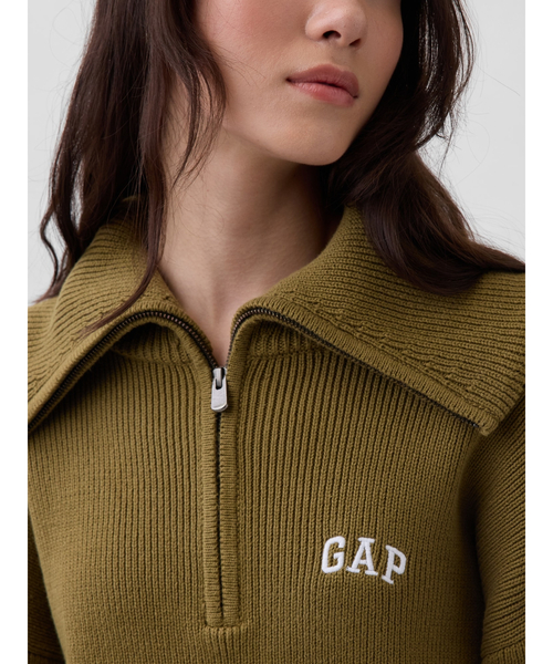 GAP（ギャップ）の「リラックスフィット GAPロゴ ハーフジップ プルオーバー クロップドセーター（ニット/セーター・レディース・ピンク/オフホワイト/グリーン/ブラック・S/M/XS/L/XL/XXS）」の22枚目の写真