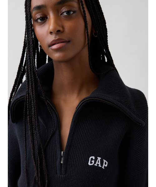 セール】リラックスフィット GAPロゴ ハーフジップ プルオーバー