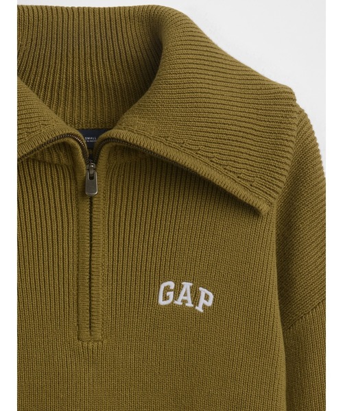 GAP（ギャップ）の「リラックスフィット GAPロゴ ハーフジップ プルオーバー クロップドセーター（ニット/セーター・レディース・ピンク/オフホワイト/グリーン/ブラック・S/M/XS/L/XL/XXS）」の9枚目の写真