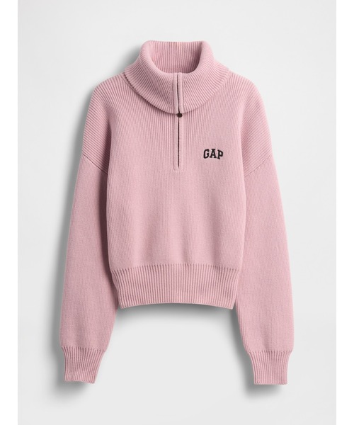 GAP（ギャップ）の「リラックスフィット GAPロゴ ハーフジップ プルオーバー クロップドセーター（ニット/セーター・レディース・ピンク/オフホワイト/グリーン/ブラック・S/M/XS/L/XL/XXS）」の5枚目の写真