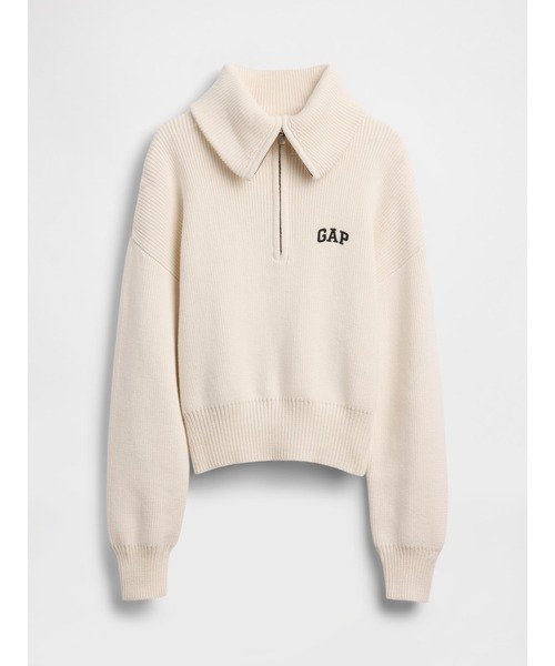 GAP（ギャップ）の「リラックスフィット GAPロゴ ハーフジップ プルオーバー クロップドセーター（ニット/セーター・レディース・ピンク/オフホワイト/グリーン/ブラック・S/M/XS/L/XL/XXS）」の7枚目の写真