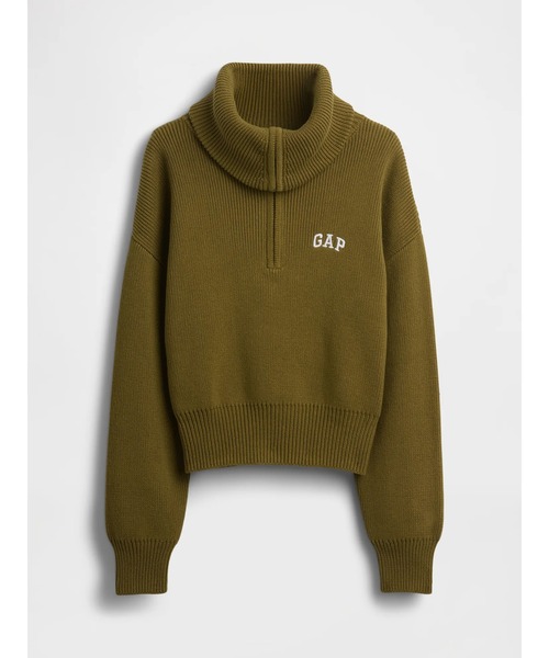 GAP（ギャップ）の「リラックスフィット GAPロゴ ハーフジップ プルオーバー クロップドセーター（ニット/セーター・レディース・ピンク/オフホワイト/グリーン/ブラック・S/M/XS/L/XL/XXS）」の8枚目の写真