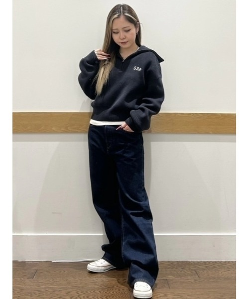 GAP（ギャップ）の「リラックスフィット GAPロゴ ハーフジップ プルオーバー クロップドセーター（ニット/セーター・レディース・ピンク/オフホワイト/グリーン/ブラック・S/M/XS/L/XL/XXS）」の15枚目の写真