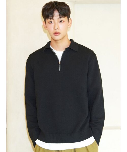 AYIHOLIC CASHMERE(アイホリックカシミア)の「ハーフジップポロニット ブラック #5COLOR(ニット/セーター・レディース・ブラック・L/M)」の2枚目の写真