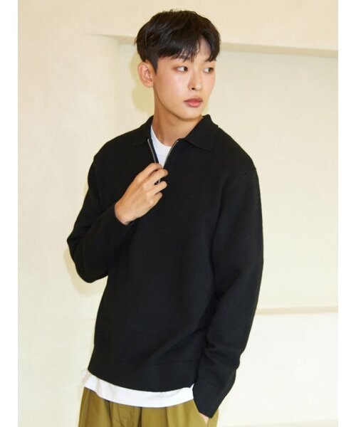 AYIHOLIC CASHMERE(アイホリックカシミア)の「ハーフジップポロニット ブラック #5COLOR(ニット/セーター・レディース・ブラック・L/M)」の4枚目の写真