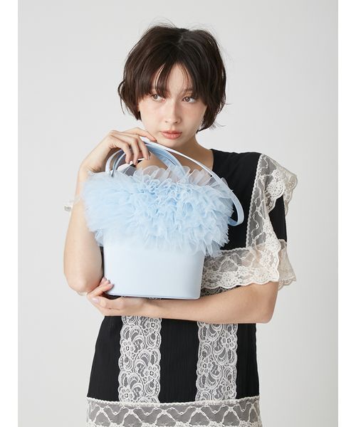 LILY BROWN(リリーブラウン)の「2wayチュール切り替えバッグ(ショルダーバッグ・レディース・ブラック/ライトブルー/ベージュ/ピンク・F)」の1枚目の写真