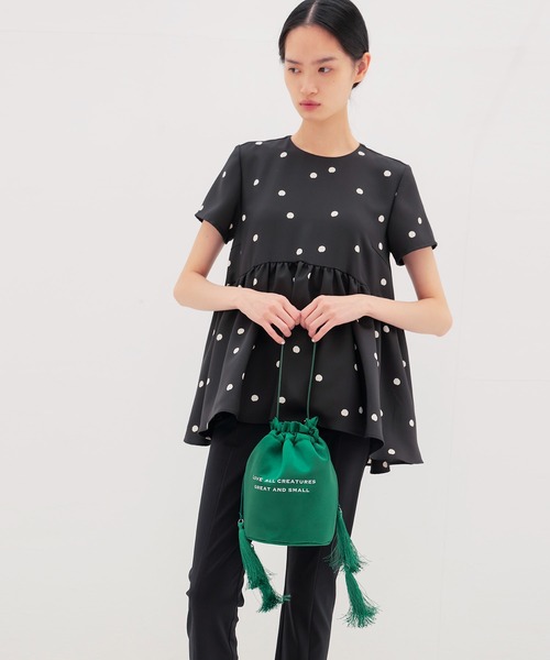 TSURU by Mariko Oikawa（ツルバイマリコオイカワ）の「TSURU by Mariko Oikawa / Lennon(サテン巾着バッグ WB-1264390)（ハンドバッグ・レディース・グリーン・FREE）」の3枚目の写真