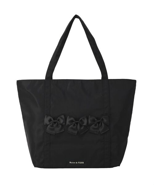 Maison de FLEUR(メゾンドフルール)の「撥水加工リボンキャリーオンバッグ(トートバッグ・レディース・ピンク系その他3/ブラック・FREE)」の4枚目の写真