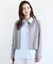 MK MICHEL KLEIN | フェイクスウェード ドット釦ジャケット/洗える(ノーカラージャケット)