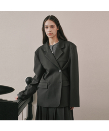 ODER（オディエール）の「テーラードボックスセットアップジャケット-チャコール（テーラードジャケット）」